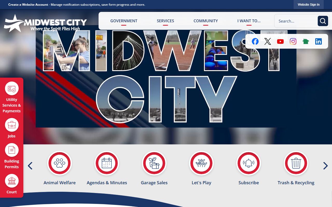 Midwest City homepage for warrant record searches
