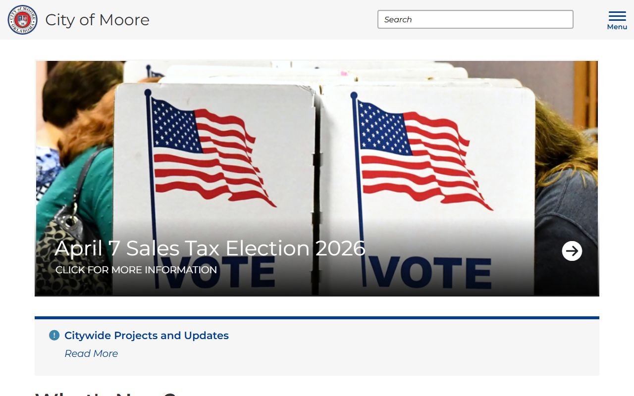 Moore city homepage for warrant record information
