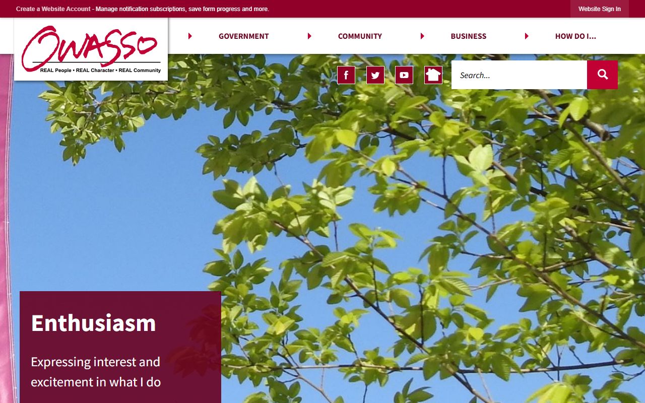 Owasso city homepage for warrant record information