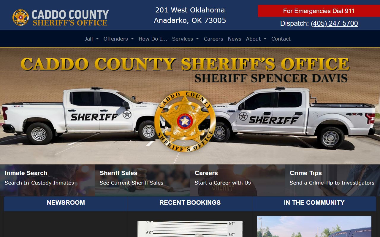 Caddo County Sheriff's Office website for warrant record searches