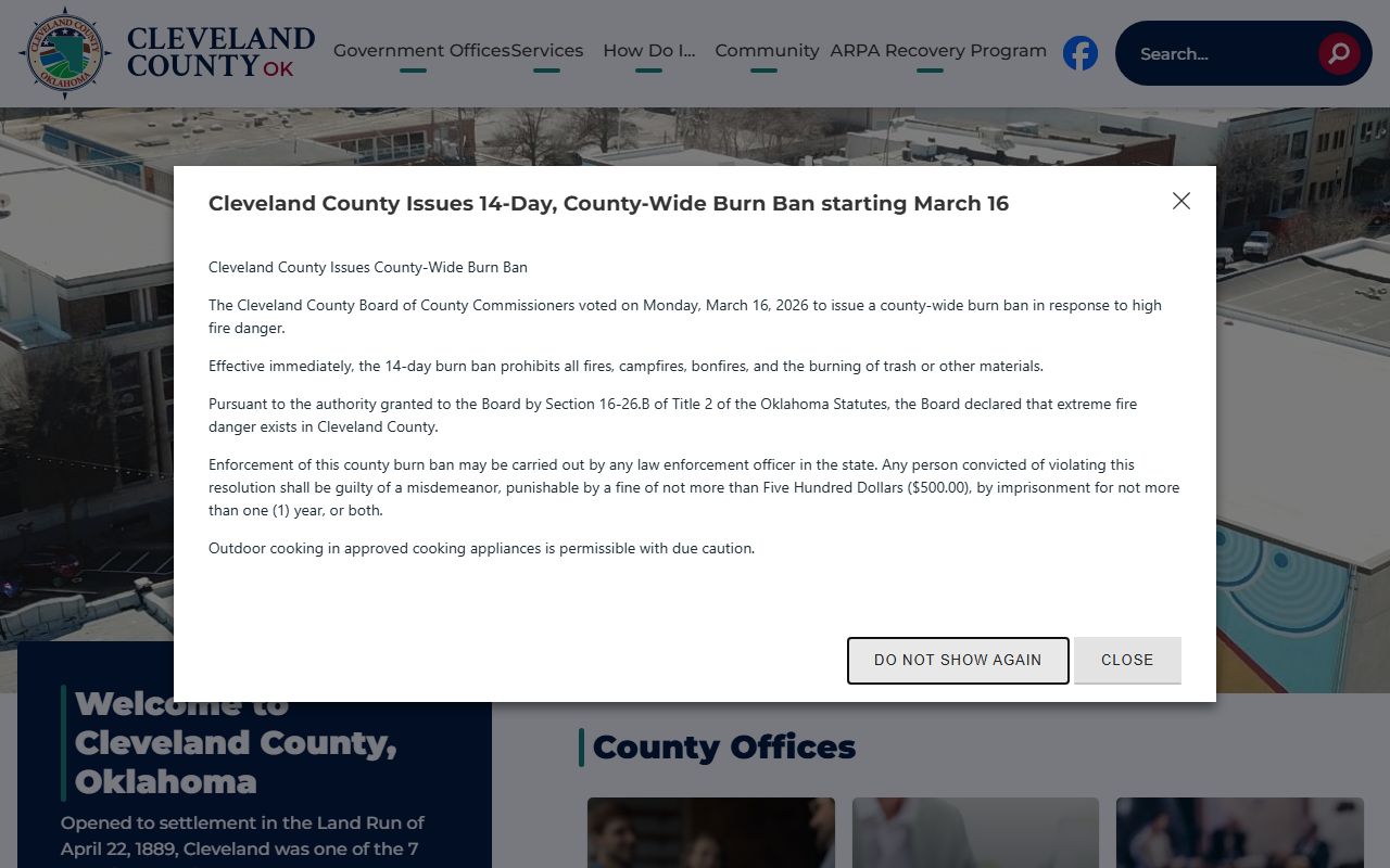 Cleveland County government website for warrant record searches