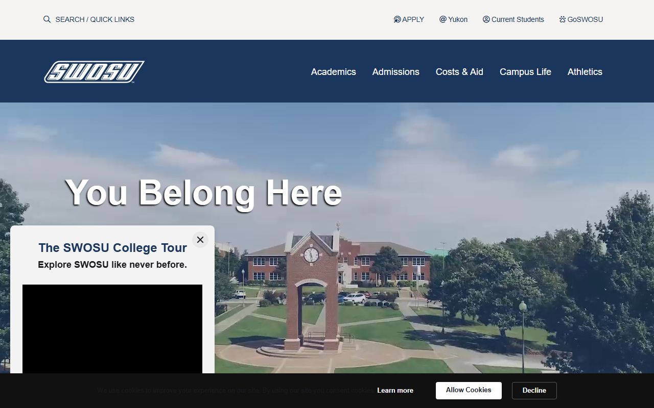 SWOSU campus information for Custer County warrant records