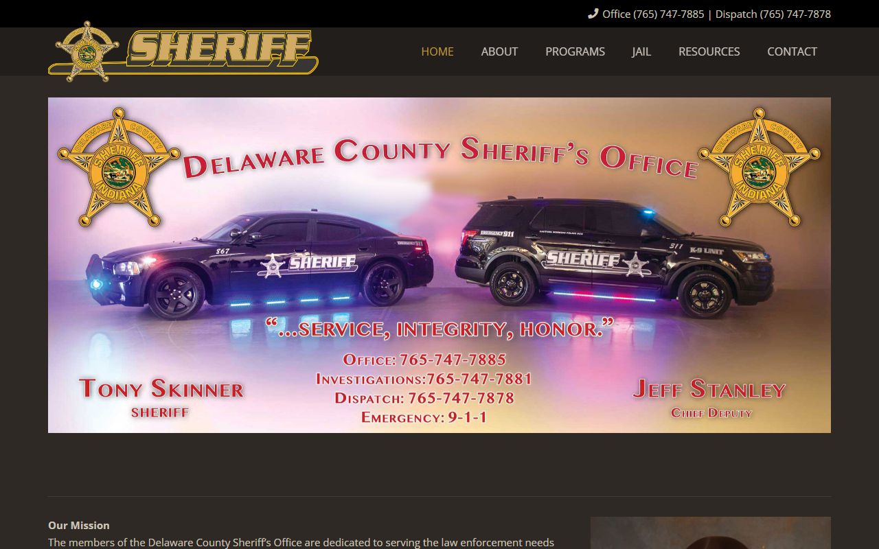 Delaware County Sheriff's Office website for warrant inquiries